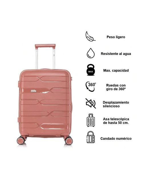 Malas de Cabine dos Anos 90 55x38x22 cm (44 L) | Polipropileno | Cadeado Integrado | Rosa Dourado