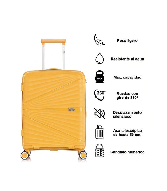 1990s Mala de Cabine 55x39x21,5 cm (46 L) | Polipropileno | Cadeado Integrado | Amarelo