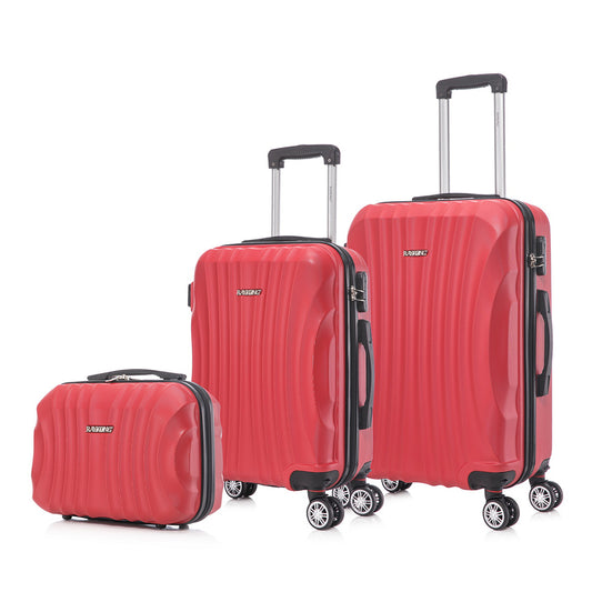 Conjunto de Malas Rígidas em ABS 3 Peças | Cabine 55cm + Média 68cm + Nécessaire | Vermelho