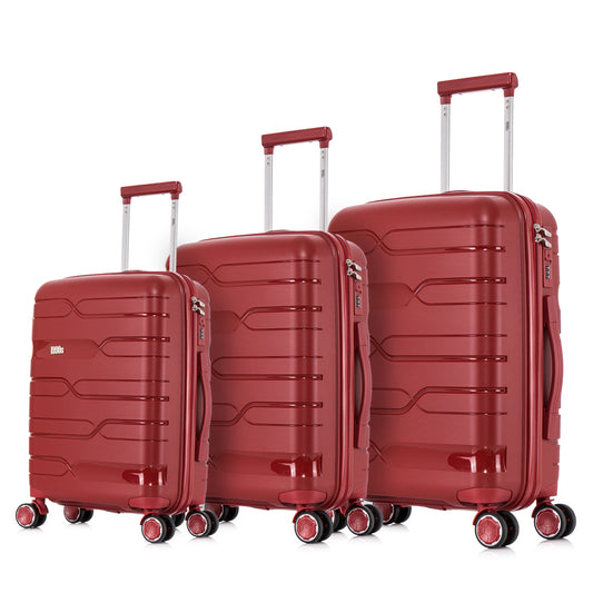 Juego de Maletas Expandibles Polipropileno 3 Piezas | Cabina 55cm + Mediana 65cm + Grande 75cm | Burdeos