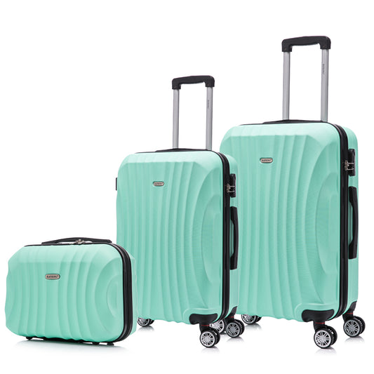 Juego de Maletas ABS Rígida 3 Piezas | Cabina 55cm + Mediana 68cm + Neceser | Menta