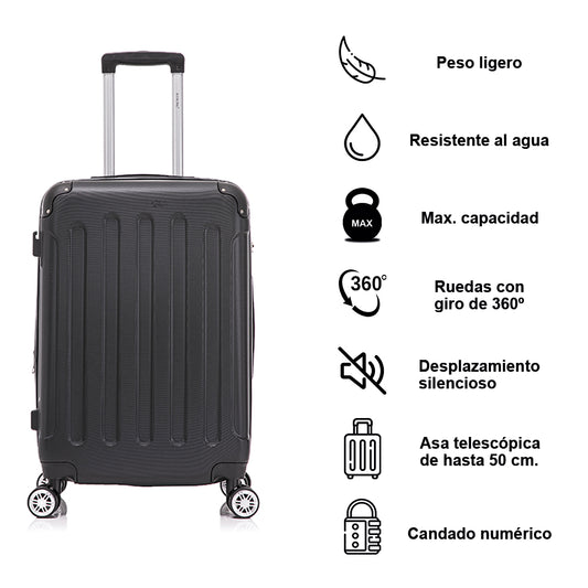 Maleta Mediana ABS 66x43x25cm (71L) | 24 Pulgadas | Negro