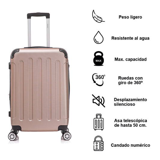 Maleta Mediana ABS 66x43x25cm (71L) | 24 Pulgadas | RosaDorado