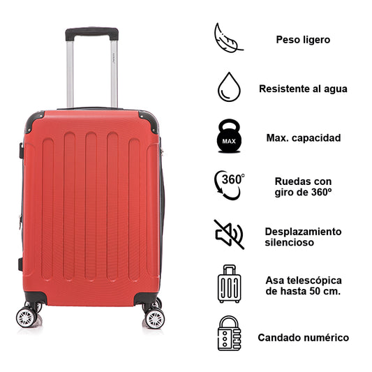 Maleta Mediana ABS 66x43x25cm (71L) | 24 Pulgadas | Rojo