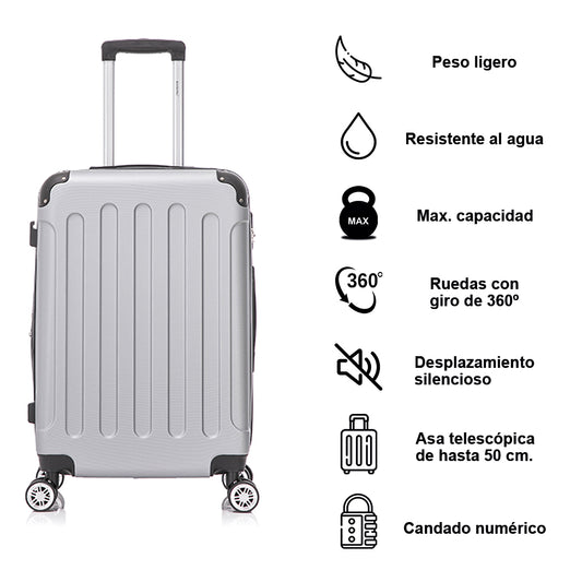 Maleta Mediana ABS 66x43x25cm (71L) | 24 Pulgadas | Plateada