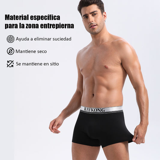 Cuecas boxer para homem 95% algodão pack de 6 roupa interior confortável respirável (Preto)
