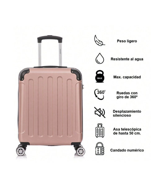 Maleta Cabina ABS 55x40x20cm (44L) | Máxima Capacidad | Candado Incrustado | RosaDorado