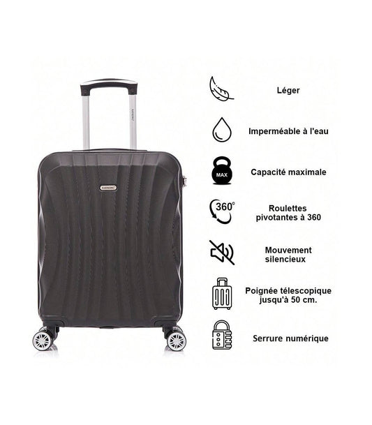 Maleta Cabina ABS 55x40x20cm (44L) | Capacidad Máxima Ligera | Negro