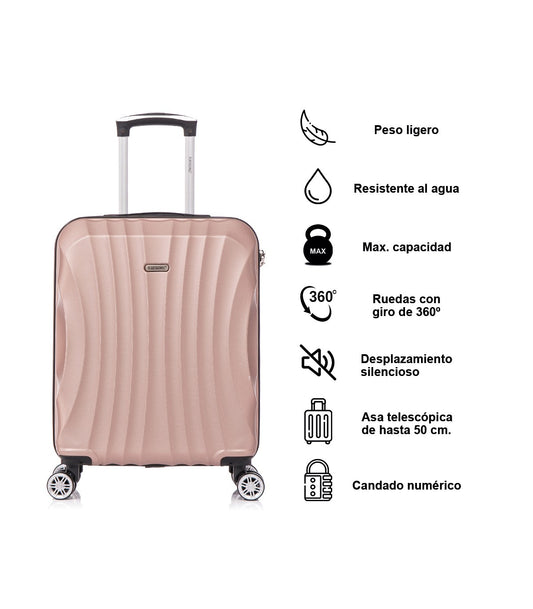 Maleta Cabina ABS 55x40x20cm (44L) | Capacidad Máxima Ligera | RosaDorado