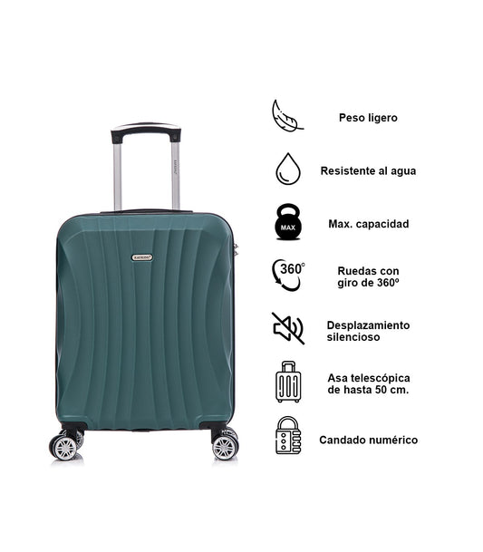 Maleta Cabina ABS 55x40x20cm (44L) | Capacidad Máxima Ligera | Verde