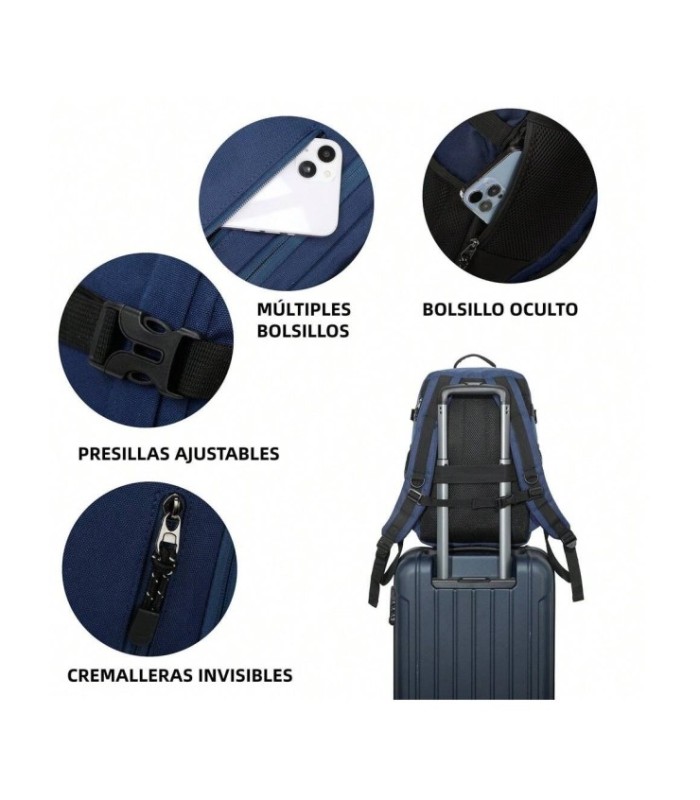 RAYKONG Mochila de cabine Ryanair 40x20x25cm (20L) | Mochila de viagem de avião à prova de água | Bagagem de mão - Azul-marinho