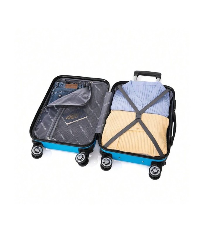 RAYKONG Mala de cabine ABS 55x40x20cm (40L) - Carrinho de bagagem de mão pequeno - 4 rodas duplas giratórias 360° - Turquesa