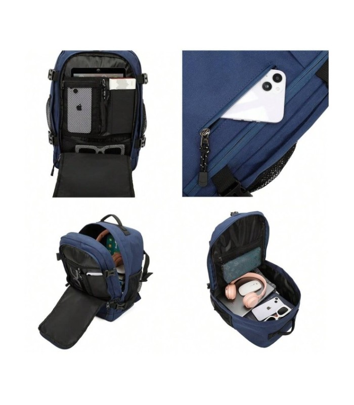 RAYKONG Mochila de cabine Ryanair 40x20x25cm (20L) | Mochila de viagem de avião à prova de água | Bagagem de mão - Azul-marinho