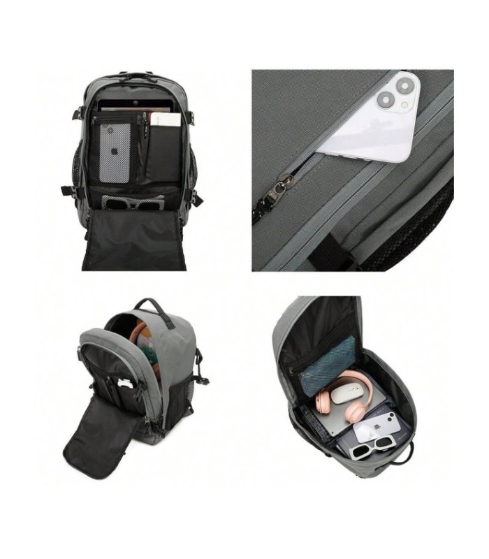 RAYKONG Mochila Cabina Ryanair 40x20x25cm (20L) | Mochila Viaje Avion Impermeable | Equipaje de mano - Gris