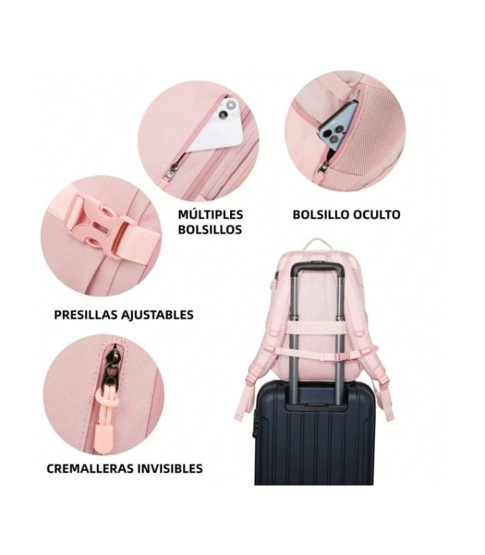 RAYKONG Mochila Cabina Ryanair 40x20x25cm (20L) | Mochila Viaje Avion Impermeable | Equipaje de mano - Rosa
