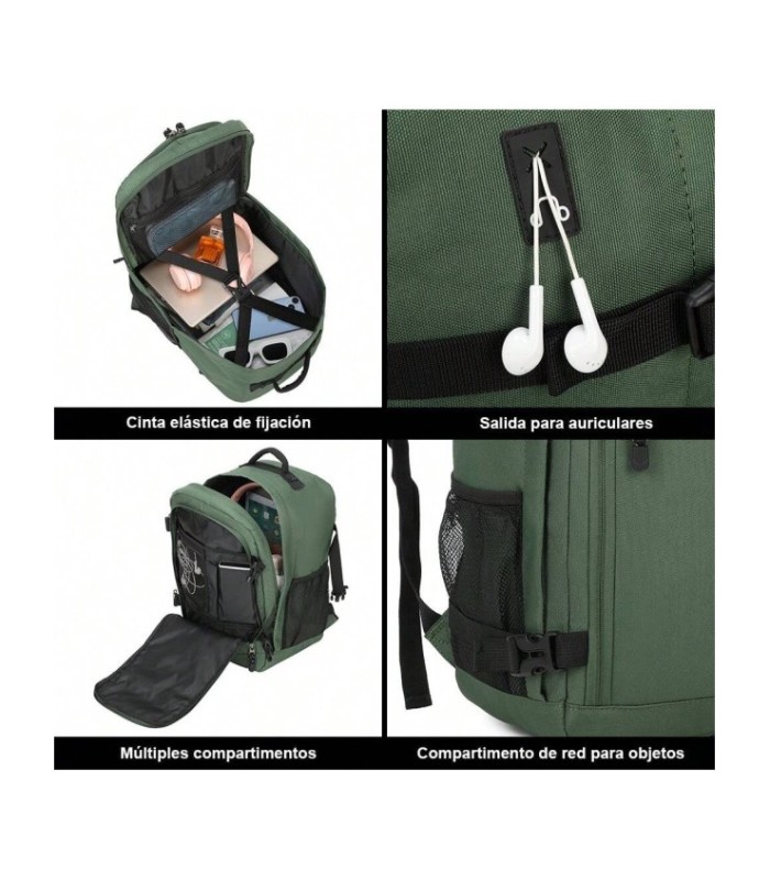 RAYKONG Mochila de cabine Ryanair 40x20x25cm (20L) | Mochila de viagem de avião à prova de água | Bagagem de mão - Verde