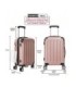 RAYKONG Mala de cabine ABS 55x40x20cm (40L) - Carrinho de bagagem de mão pequeno - 4 rodas duplas giratórias 360° - Ouro rosa