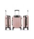 RAYKONG Mala de cabine ABS 55x40x20cm (40L) - Carrinho de bagagem de mão pequeno - 4 rodas duplas giratórias 360° - Ouro rosa