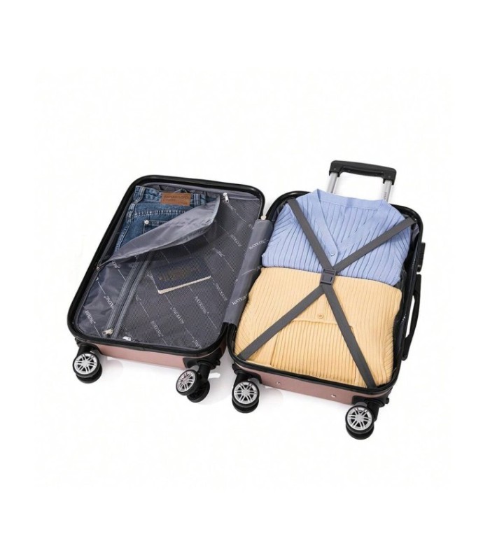 RAYKONG Mala de cabine ABS 55x40x20cm (40L) - Carrinho de bagagem de mão pequeno - 4 rodas duplas giratórias 360° - Ouro rosa