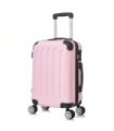 RAYKONG Maleta Cabina ABS 55x40x20cm (40L) - Trolley pequeña Equipaje de Mano - 4 Ruedas Dobles Giratorias 360ª - RosaPalo