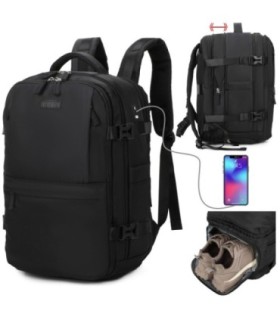 1990s Mochila de cabina expandible para Ryanair 40x25x20-25cm,bolso de zapatillas, apto para portátil 14 - Negro