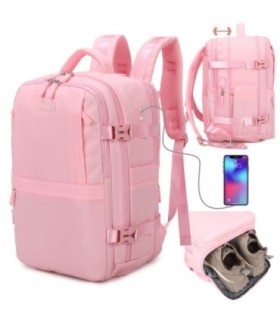 1990s Mochila de cabine expansível para Ryanair 40x25x20-25cm, bolsa de sapato, adapta-se a 14 computadores portáteis - Rosa