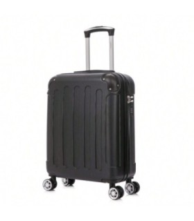 RAYKONG Maleta Cabina ABS 55x40x20cm (44L) - Maxima Capacidad - 4 Ruedas Giratorias Dobles 360ª - Candado Incrustado - Negro