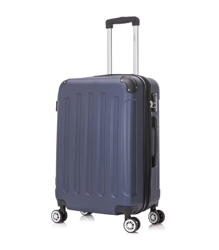 RAYKONG Mala Média ABS 66x43x25cm | 71L | 24 polegadas | até 23kg semi-rígido - Azul Marinho