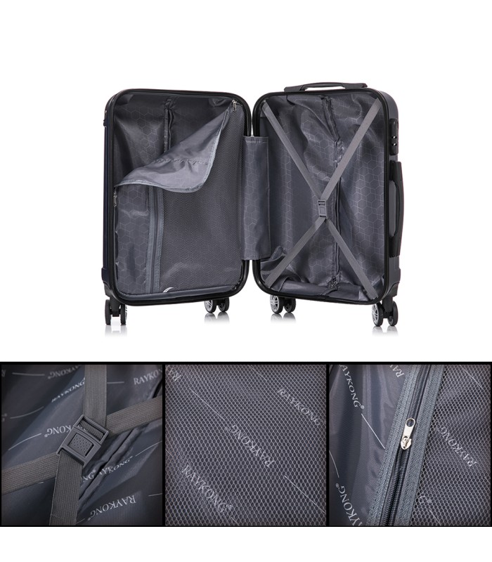 RAYKONG Mala Média ABS 66x43x25cm | 71L | 24 polegadas | até 23kg semi-rígido - Azul Marinho