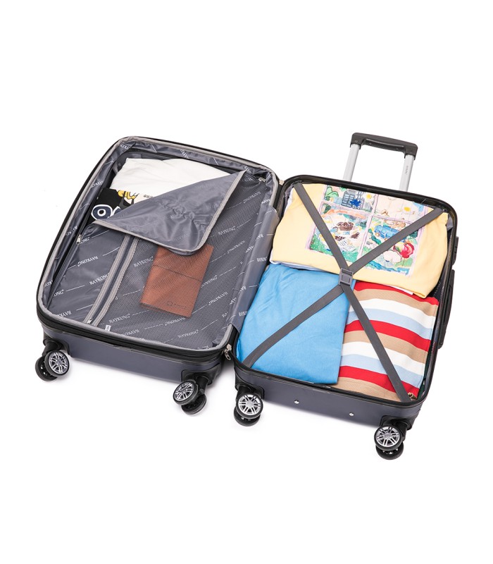 RAYKONG Mala Média ABS 66x43x25cm | 71L | 24 polegadas | até 23kg semi-rígido - Azul Marinho