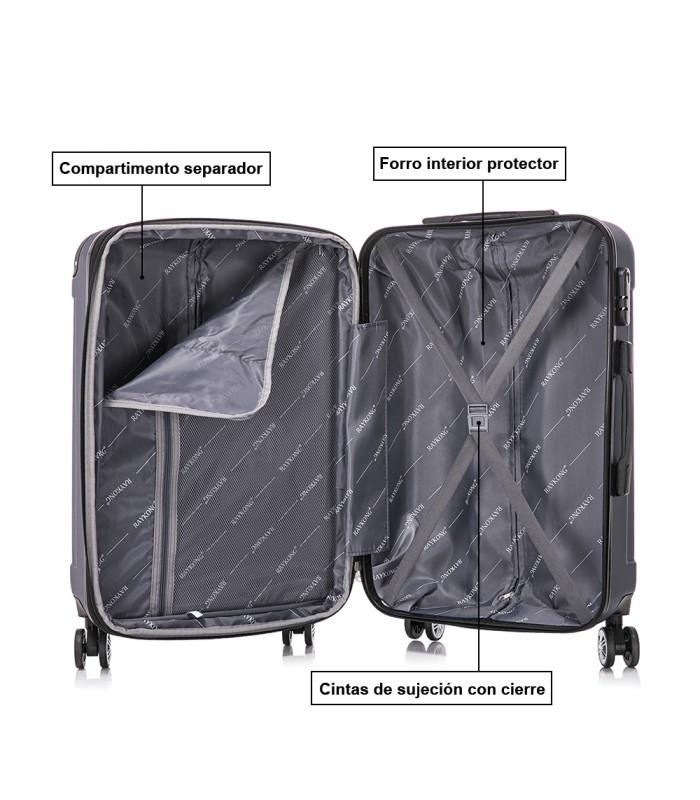 RAYKONG Mala Média ABS 66x43x25cm | 71L | 24 polegadas | até 23kg semi-rígido - Azul Marinho