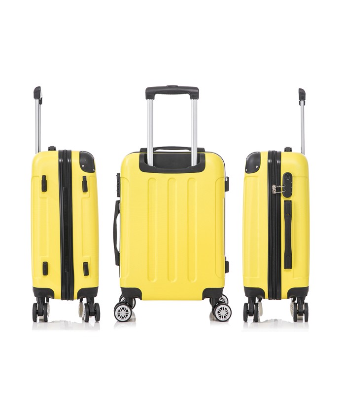 RAYKONG Mala Média ABS 66x43x25cm | 71L | 24 polegadas | até 23kg semi-rígido - Amarelo