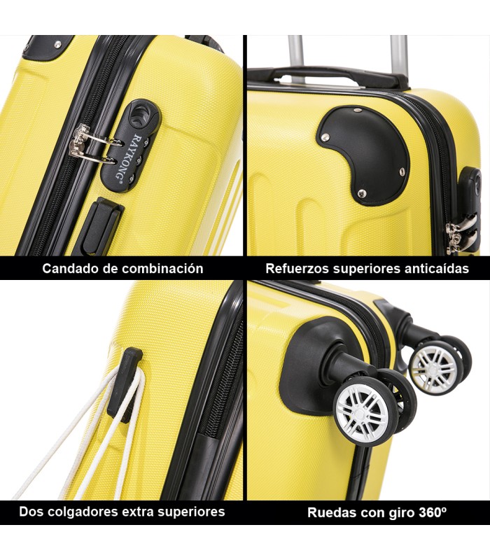 RAYKONG Mala Média ABS 66x43x25cm | 71L | 24 polegadas | até 23kg semi-rígido - Amarelo