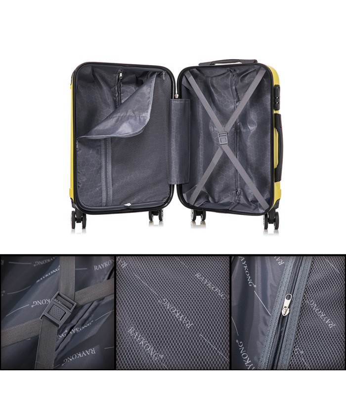 RAYKONG Mala Média ABS 66x43x25cm | 71L | 24 polegadas | até 23kg semi-rígido - Amarelo