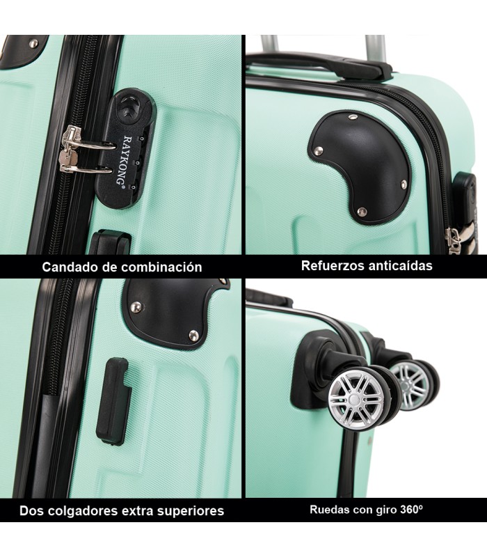 RAYKONG Mala Média ABS 66x43x25cm | 71L | 24 polegadas | até 23kg semi-rígido - Hortelã
