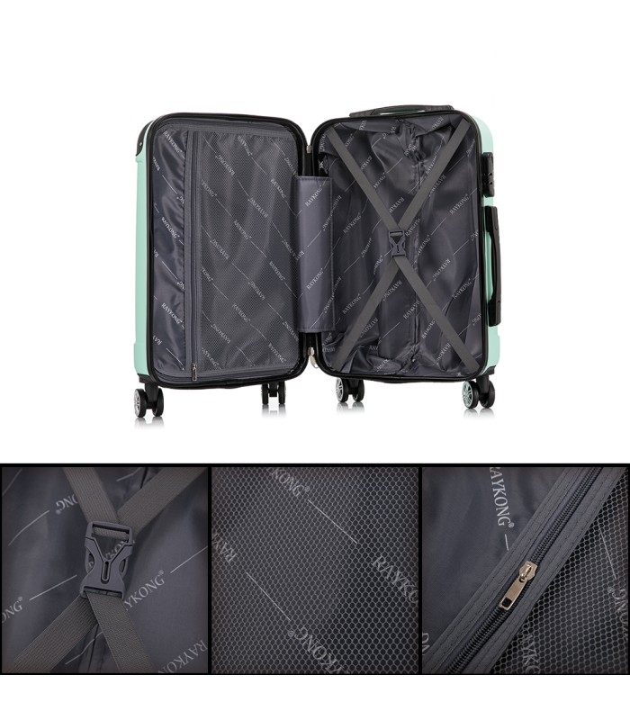 RAYKONG Mala Média ABS 66x43x25cm | 71L | 24 polegadas | até 23kg semi-rígido - Hortelã