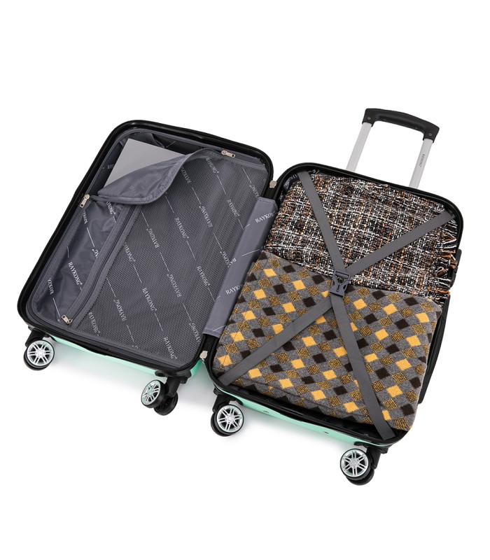 RAYKONG Mala Média ABS 66x43x25cm | 71L | 24 polegadas | até 23kg semi-rígido - Hortelã
