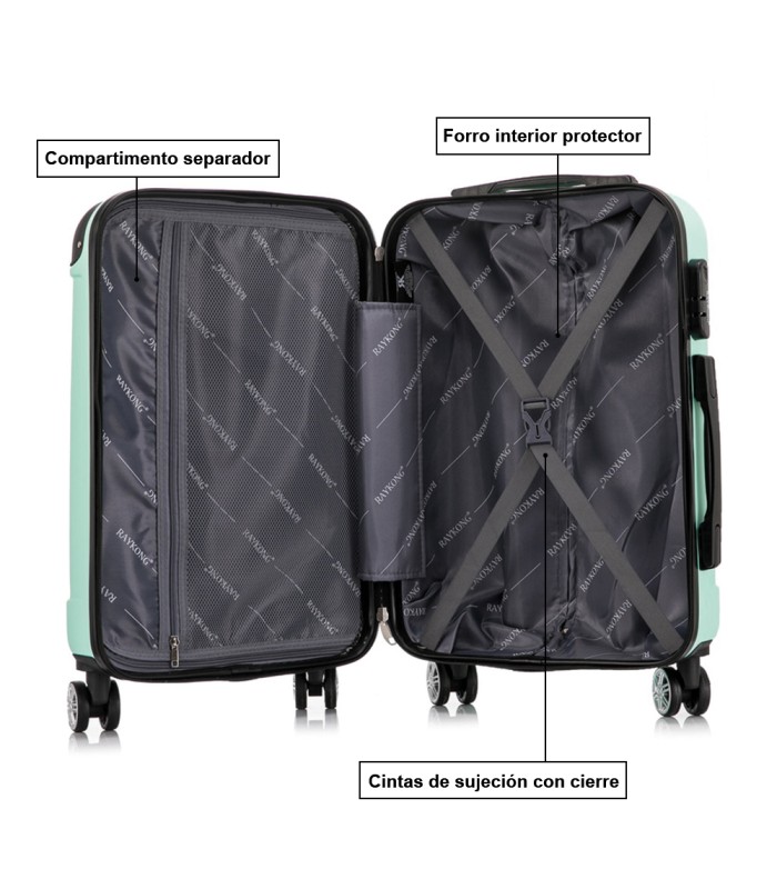 RAYKONG Mala Média ABS 66x43x25cm | 71L | 24 polegadas | até 23kg semi-rígido - Hortelã