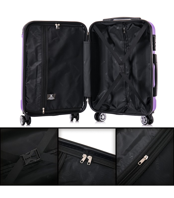 RAYKONG Mala Média ABS 66x43x25cm | 71L | 24 polegadas | até 23kg semi-rígido - Roxo