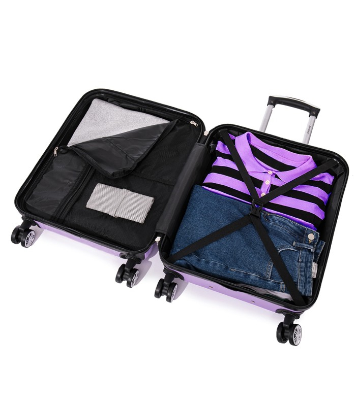 RAYKONG Mala Média ABS 66x43x25cm | 71L | 24 polegadas | até 23kg semi-rígido - Roxo