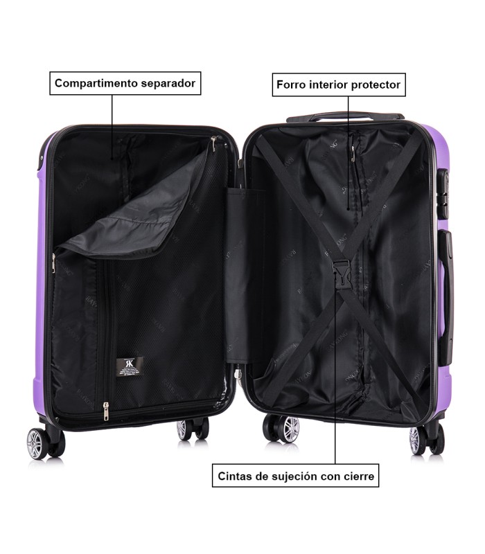 RAYKONG Mala Média ABS 66x43x25cm | 71L | 24 polegadas | até 23kg semi-rígido - Roxo