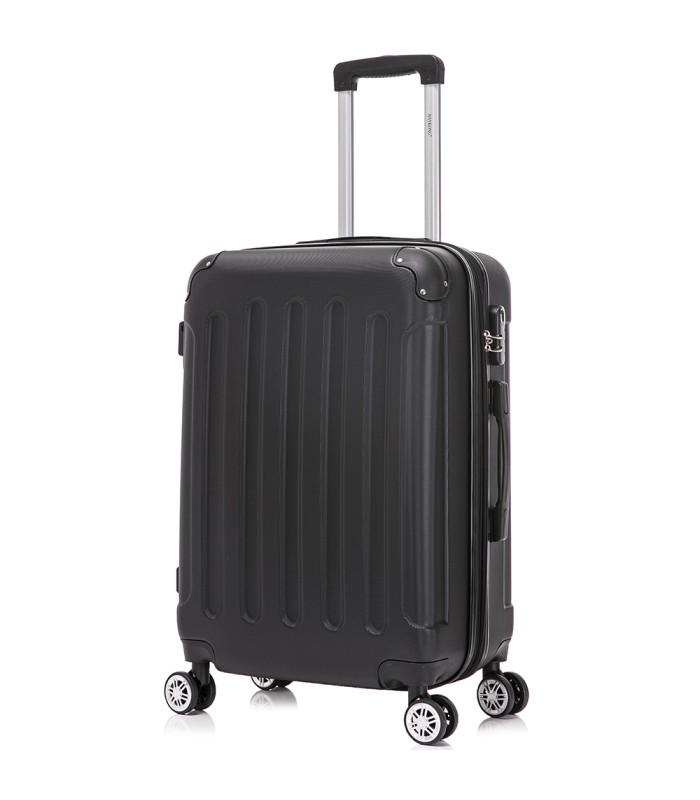 RAYKONG Mala Média ABS 66x43x25cm | 71L | 24 polegadas | até 23kg semi-rígido - Preto