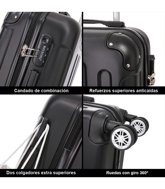 RAYKONG Mala Média ABS 66x43x25cm | 71L | 24 polegadas | até 23kg semi-rígido - Preto