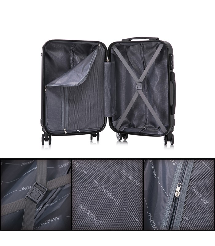 RAYKONG Mala Média ABS 66x43x25cm | 71L | 24 polegadas | até 23kg semi-rígido - Preto