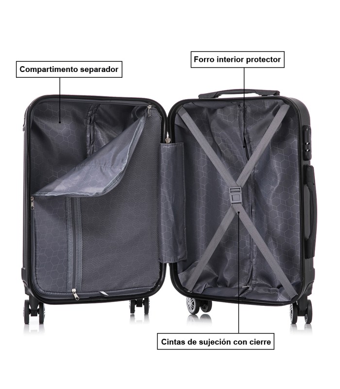 RAYKONG Mala Média ABS 66x43x25cm | 71L | 24 polegadas | até 23kg semi-rígido - Preto