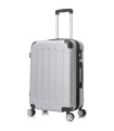 RAYKONG Mala Média ABS 66x43x25cm | 71L | 24 polegadas | até 23kg semi-rígido - Prata