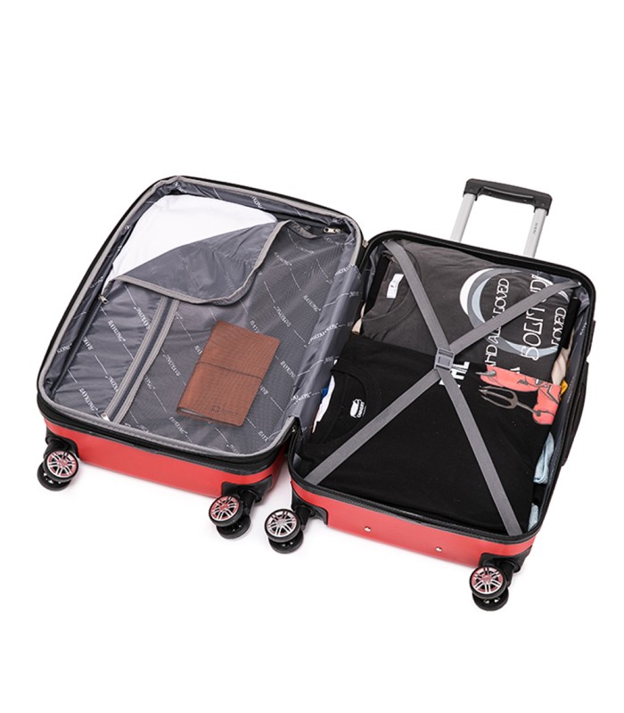 RAYKONG Mala Média ABS 66x43x25cm | 71L | 24 polegadas | até 23kg semi-rígido - Vermelho
