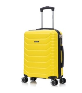 RAYKONG Mala de cabine ABS+PC 55x40x20cm | 40L | 20 polegadas | Semi-rígido com fecho de combinação - Amarelo