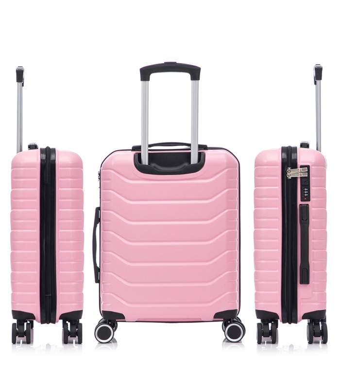 RAYKONG Maleta Cabina ABS+PC 55x40x20cm | 40L | 20 Pulgadas | Semirígidas con candado combinación - RosaClaro