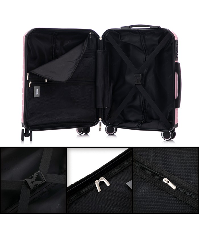 RAYKONG Maleta Cabina ABS+PC 55x40x20cm | 40L | 20 Pulgadas | Semirígidas con candado combinación - RosaClaro